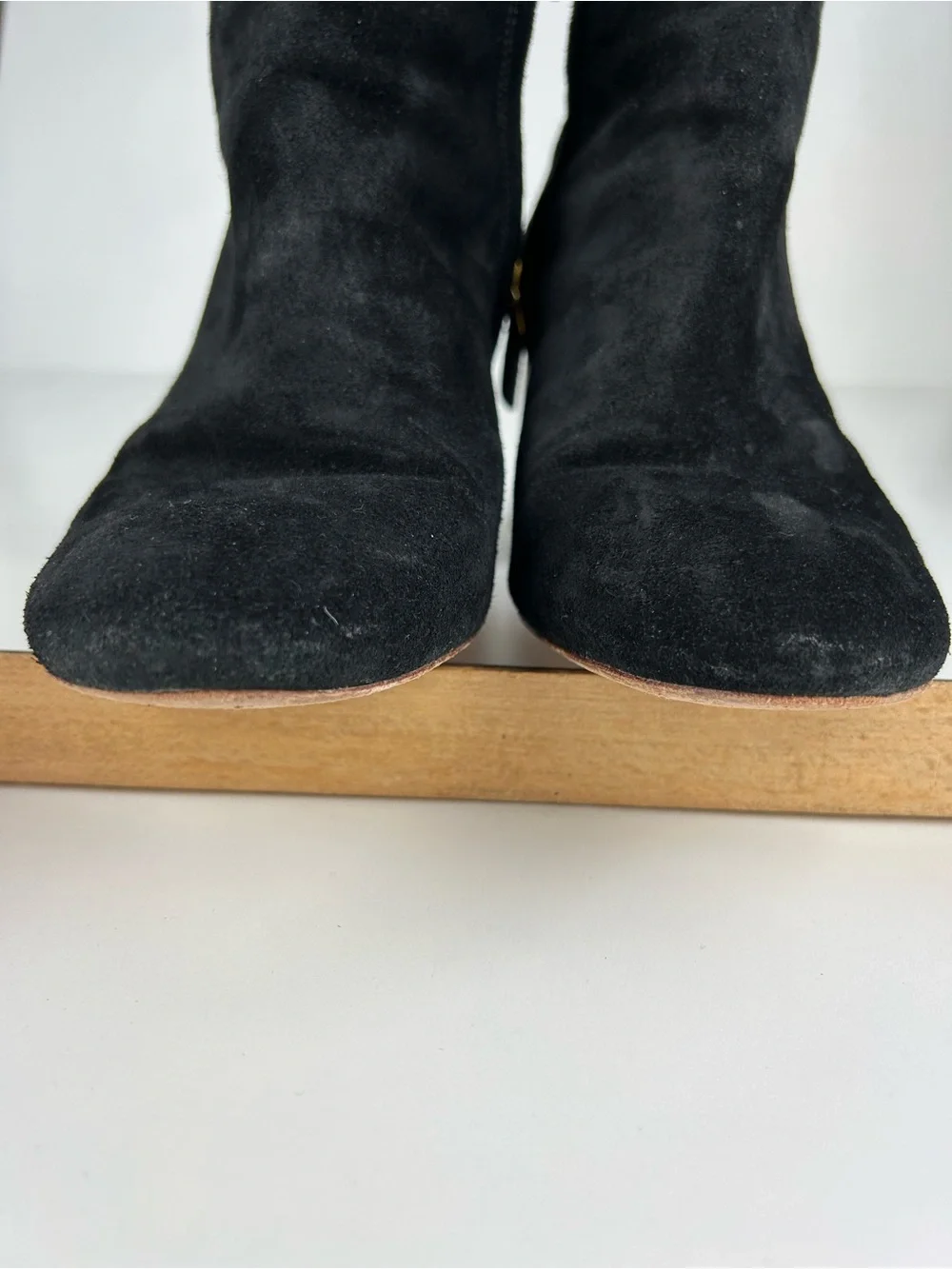 Tory Burch Brooke Black Suede Ankle Boots with Wood Block Heel Size 10